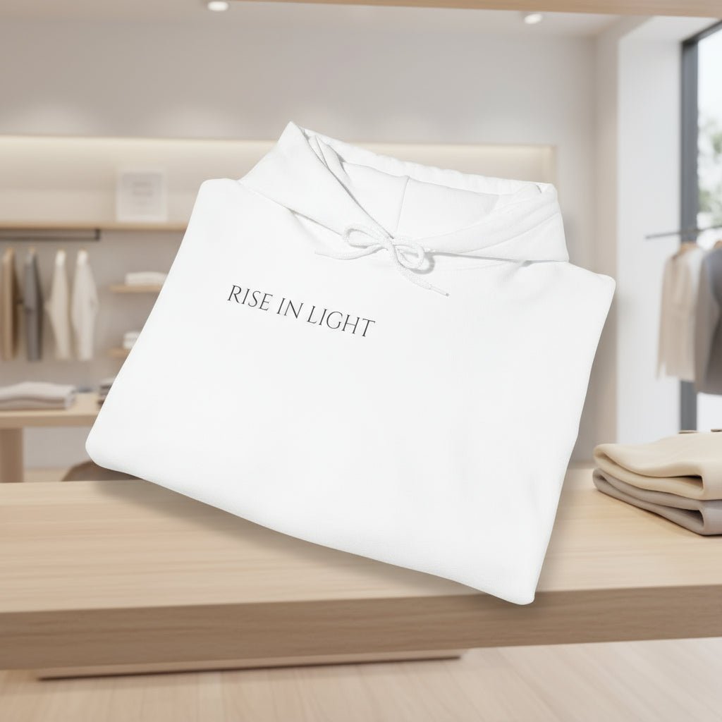 Rise In Light-Rise Up Daily Christian Hoodie. Hoodie Folded